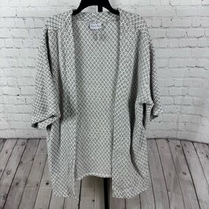 Rahab’s Robe Gray and White Open Front Cardigan Sweater One Size